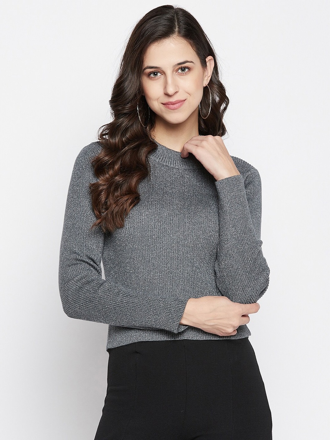 

Madame Women Grey Pullover Sweater