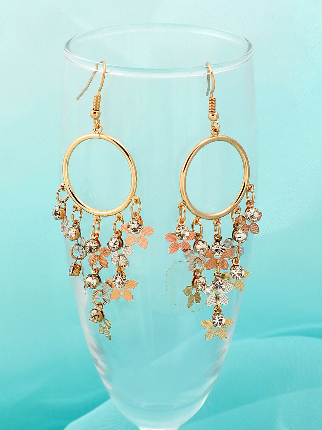 

SOHI Gold Toned Contemporary Stone Drop Earrings