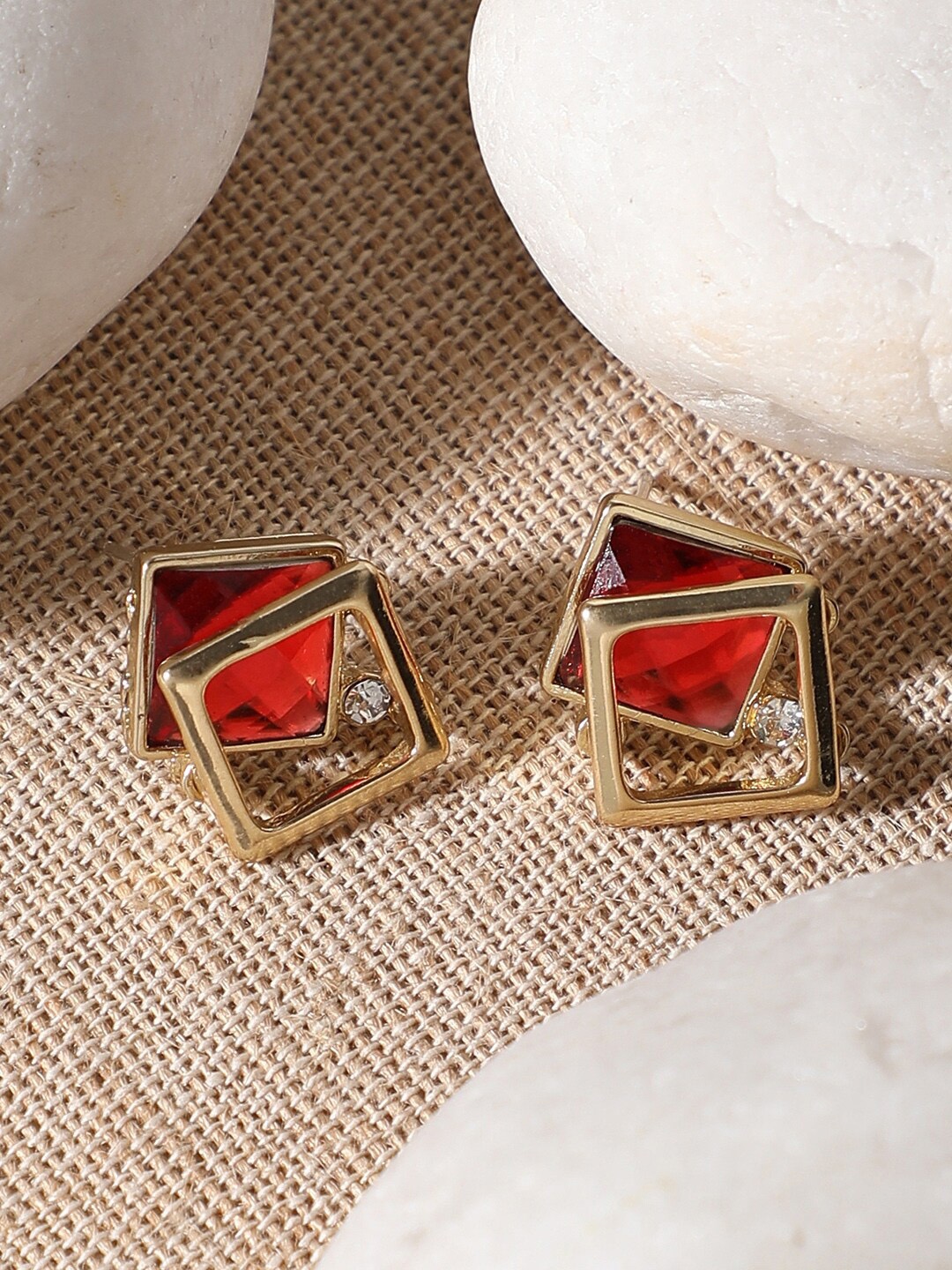 

SOHI Brown Contemporary Studs Earrings