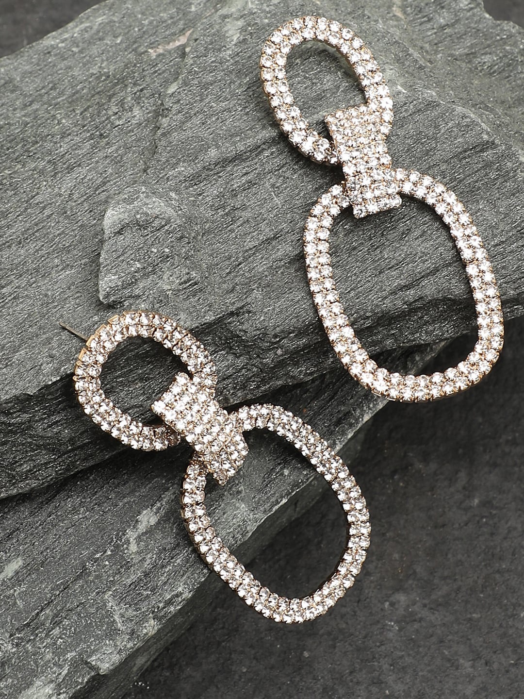 

SOHI Women Silver-Toned Gold Plated Contemporary Drop Earrings