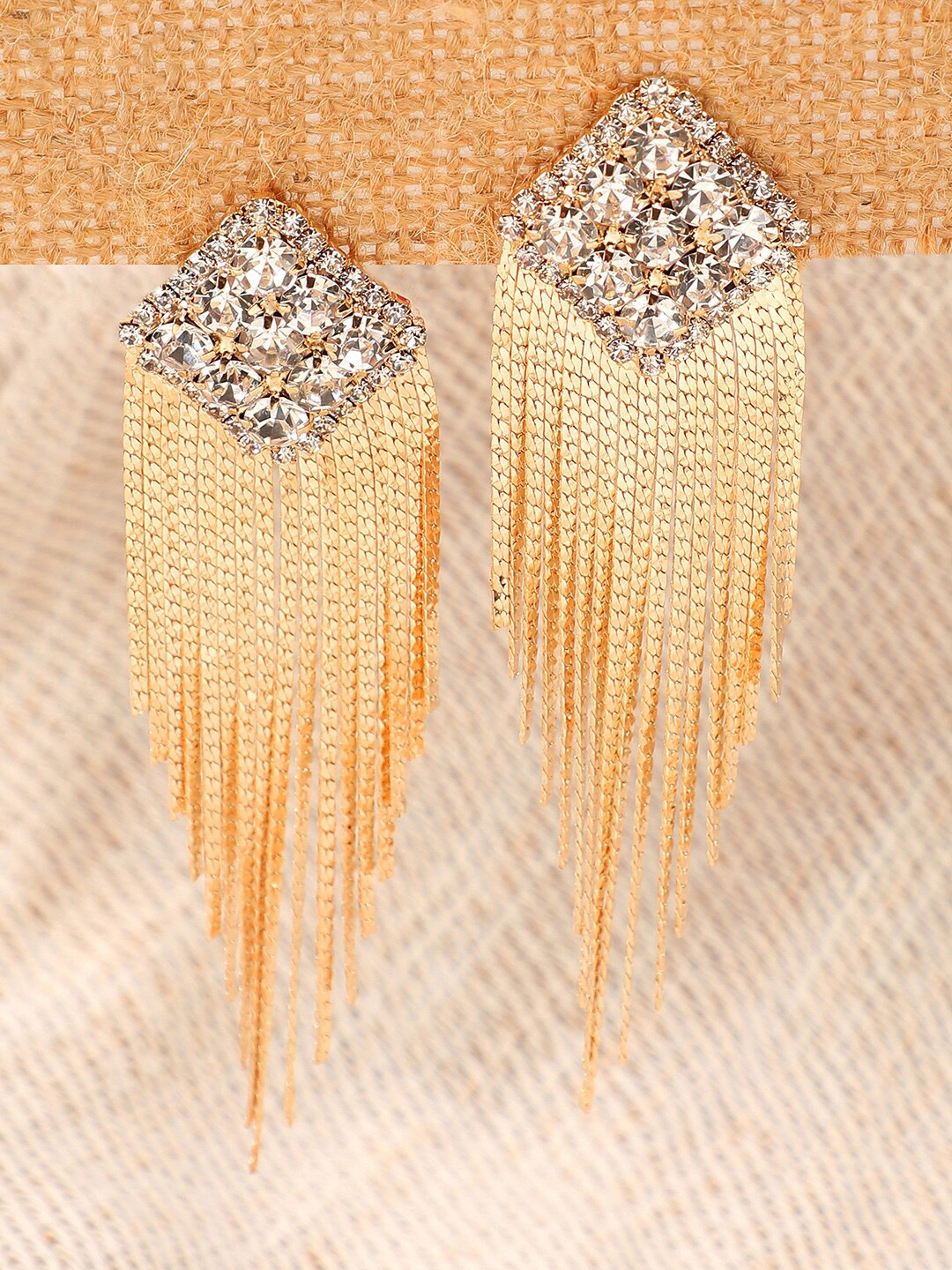 

SOHI Gold-Toned Contemporary Drop Earrings