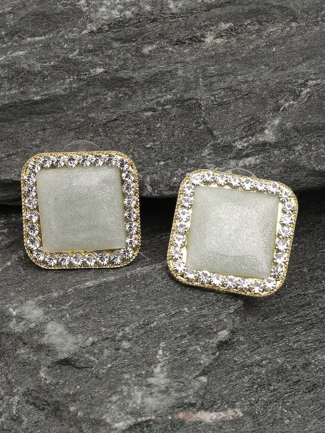 

SOHI Blue & Gold-Toned Contemporary Studs Earrings