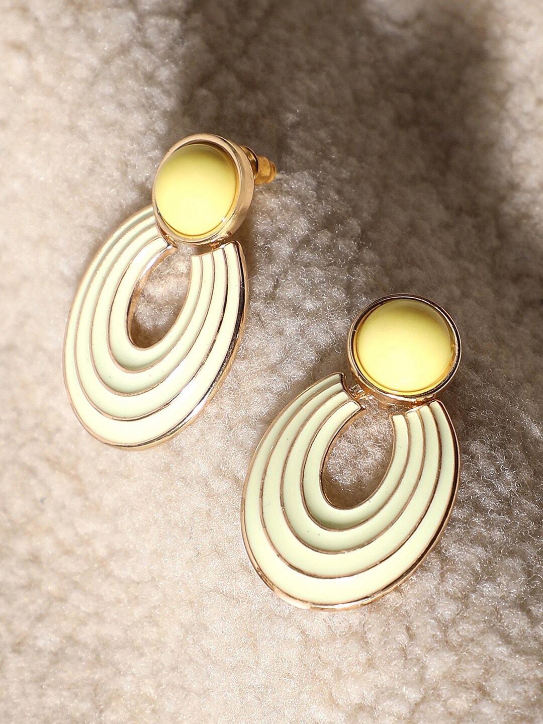 

SOHI Gold-Plated Yellow Contemporary Drop Earrings