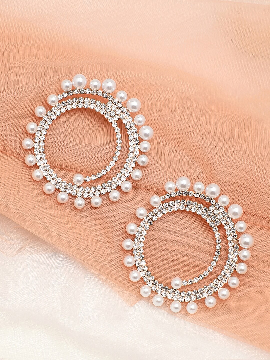 

SOHI White Gold Plated Circular Hoop Earrings