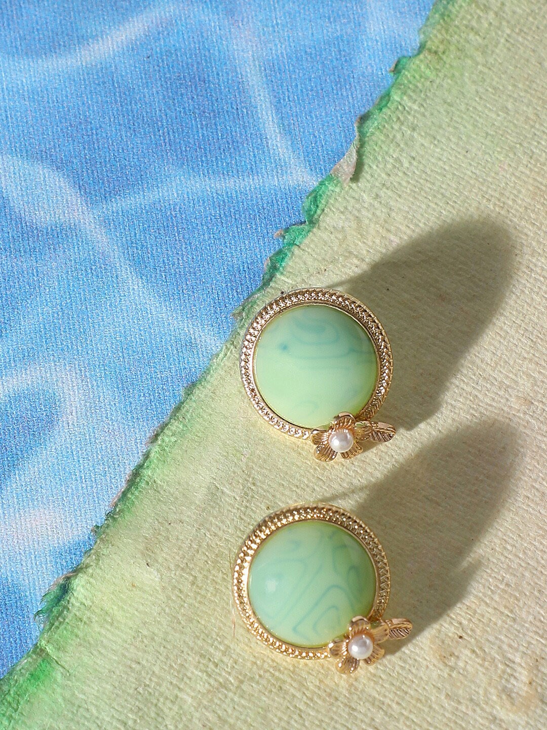 

SOHI Green Designer Stone Contemporary Studs Earrings