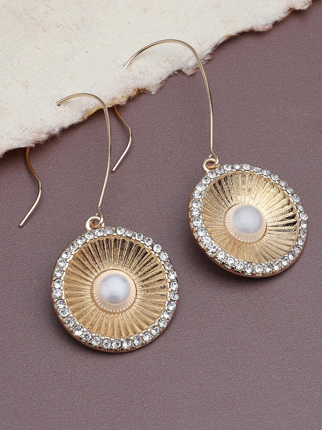 

SOHI Gold-Plated Contemporary Drop Earrings