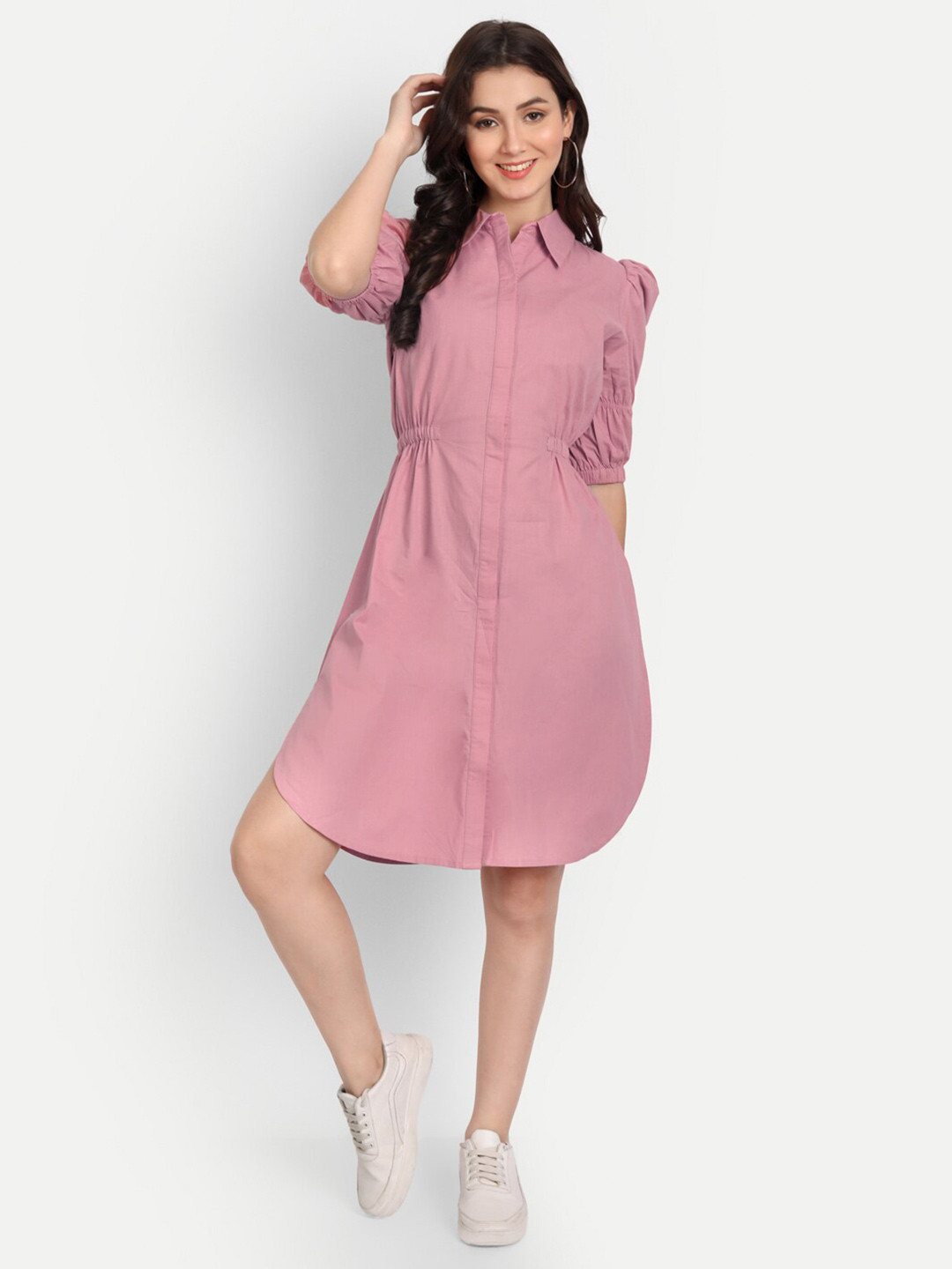 

Sttavoss Pink Pure Cotton Shirt Dress