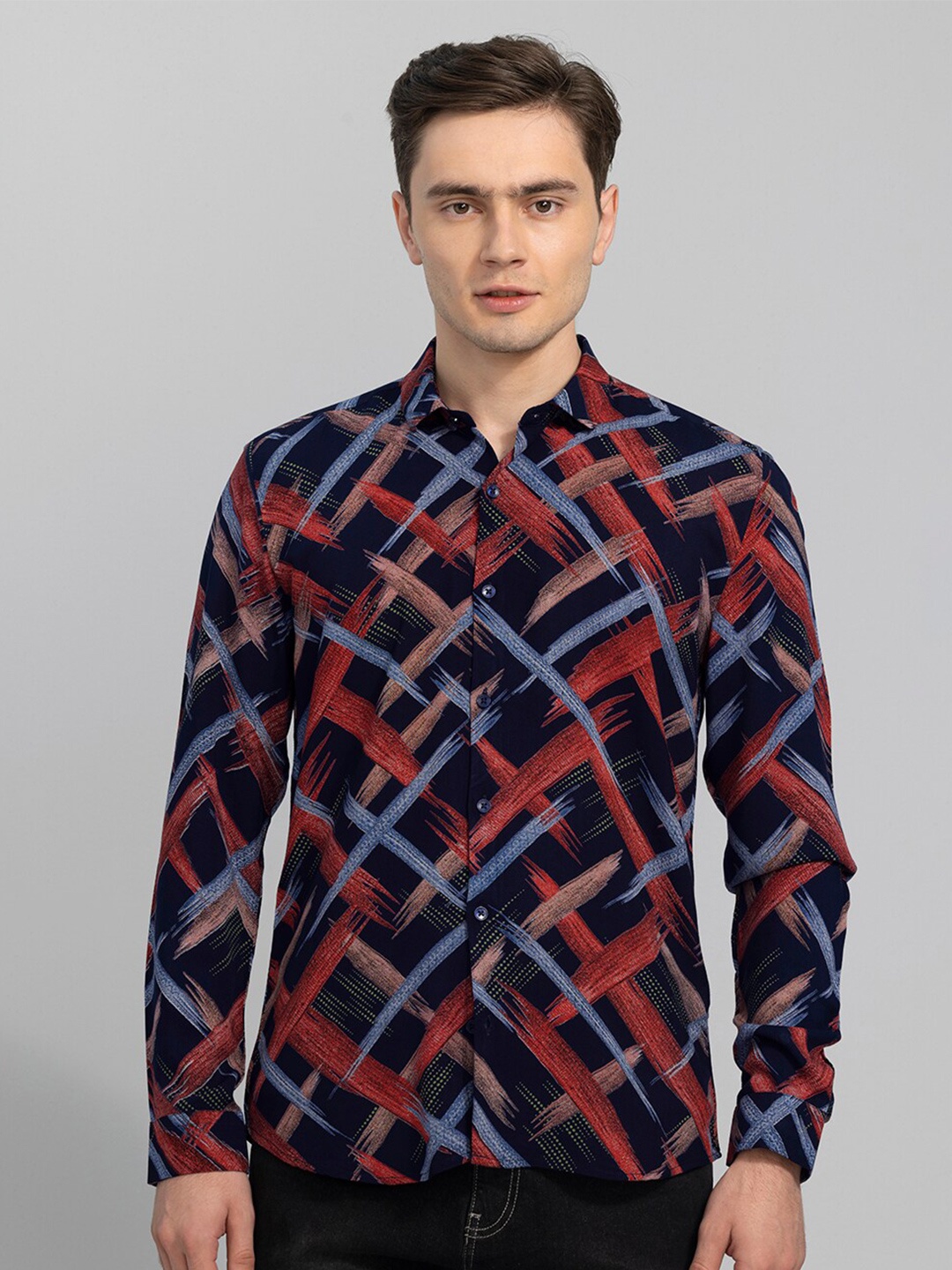 

Snitch Men Red Slim Fit Checked Casual Shirt