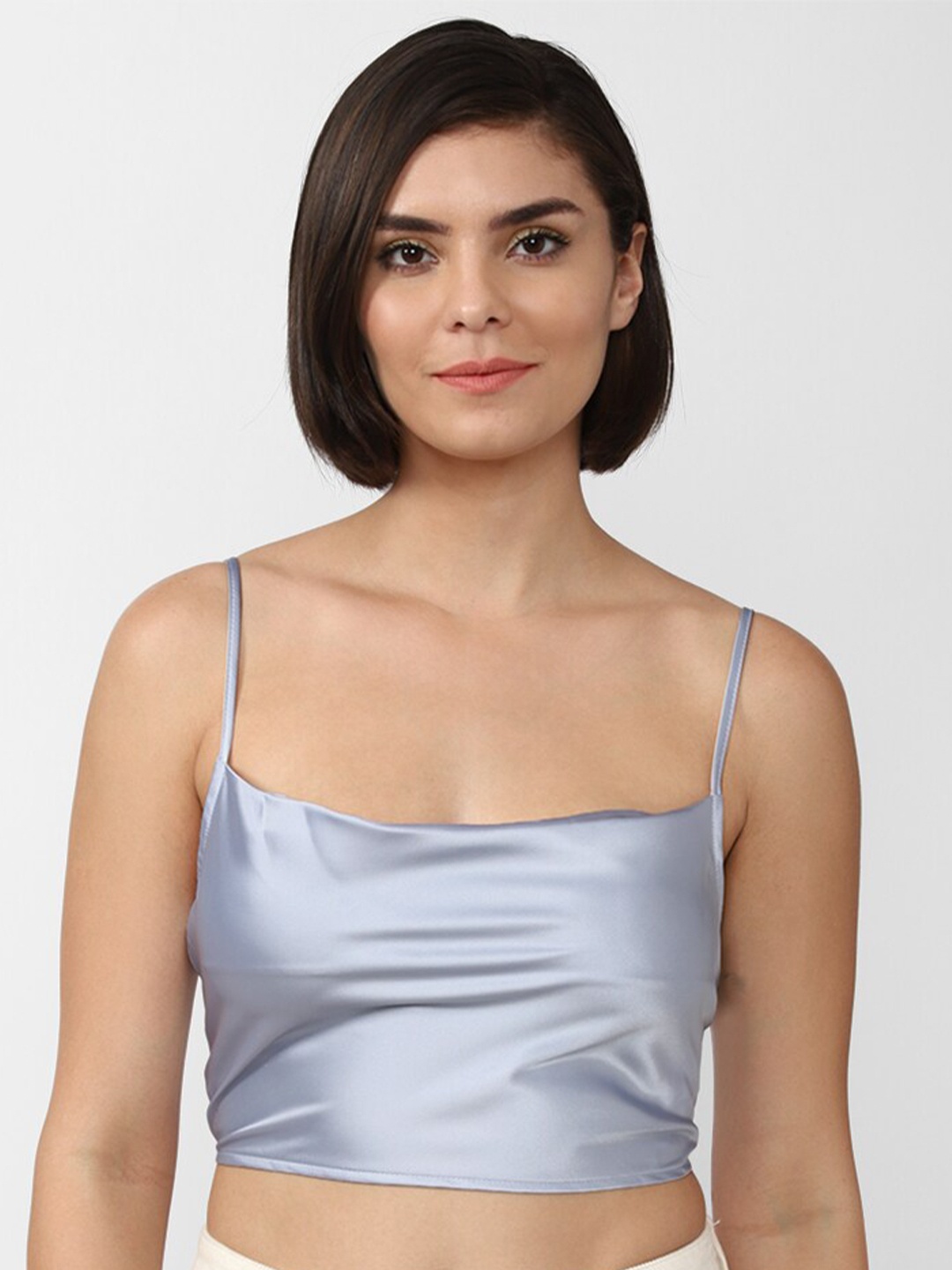 

FOREVER 21 Shoulder Straps Crop Top, Grey