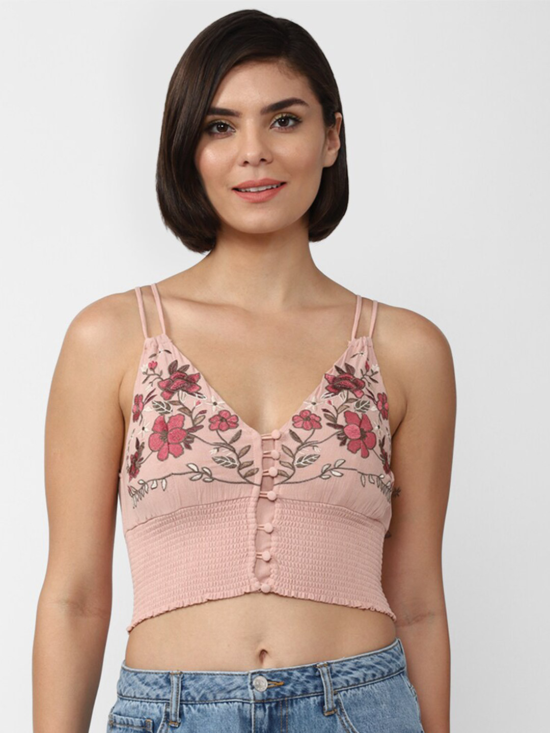 

FOREVER 21 Pink Floral Bralette Crop Top