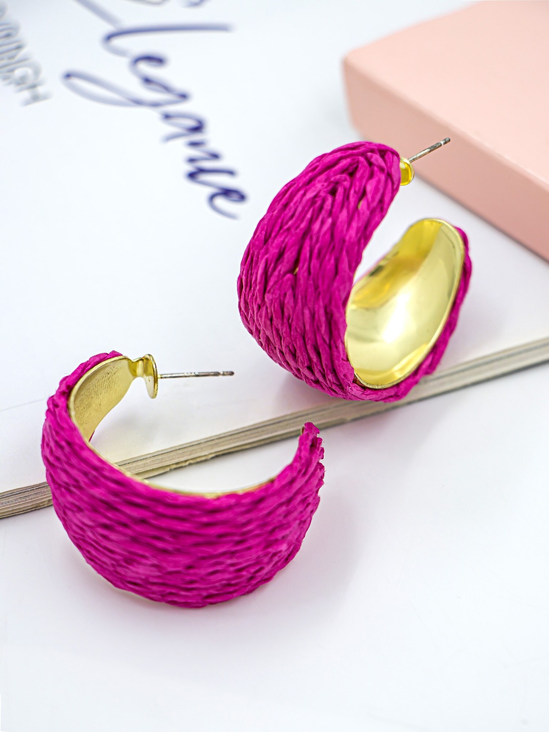 

Bellofox Magenta Contemporary Half Hoop Earrings