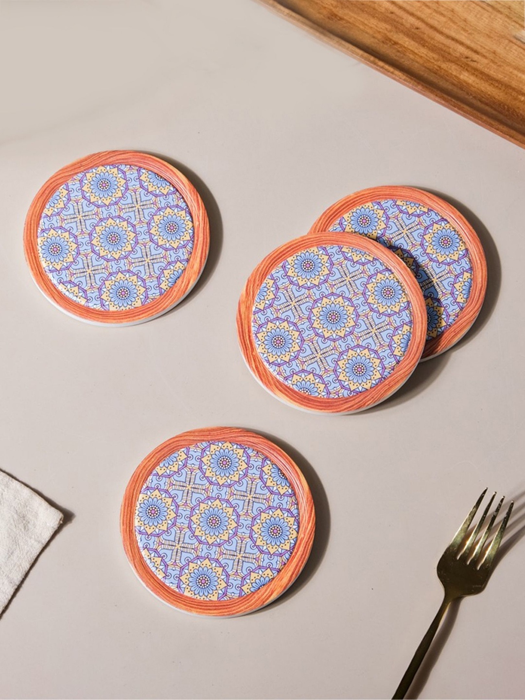

Nestasia Set Of 4 Purple & Brown Printed Coasters Coasters