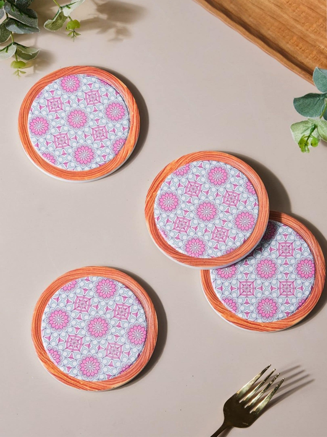 

Nestasia Set Of 4 Purple Printed Ceramic Coasters