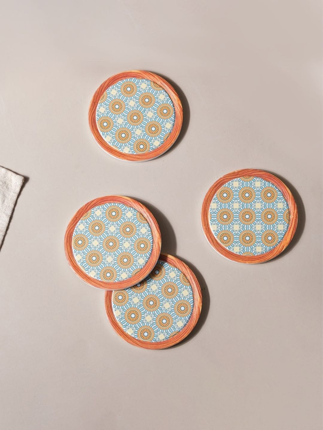 

Nestasia Set Of 4 Green & Brown Printed Coasters