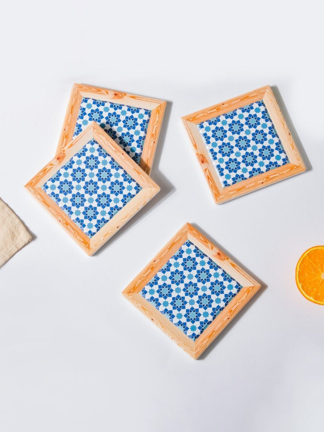

Nestasia Set Of 4 Blue & White Printed Coasters