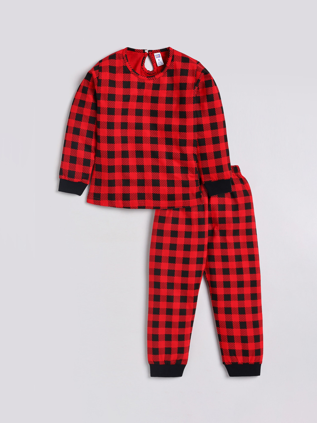 

Nottie Planet Girls Red & Black Checked Night suit