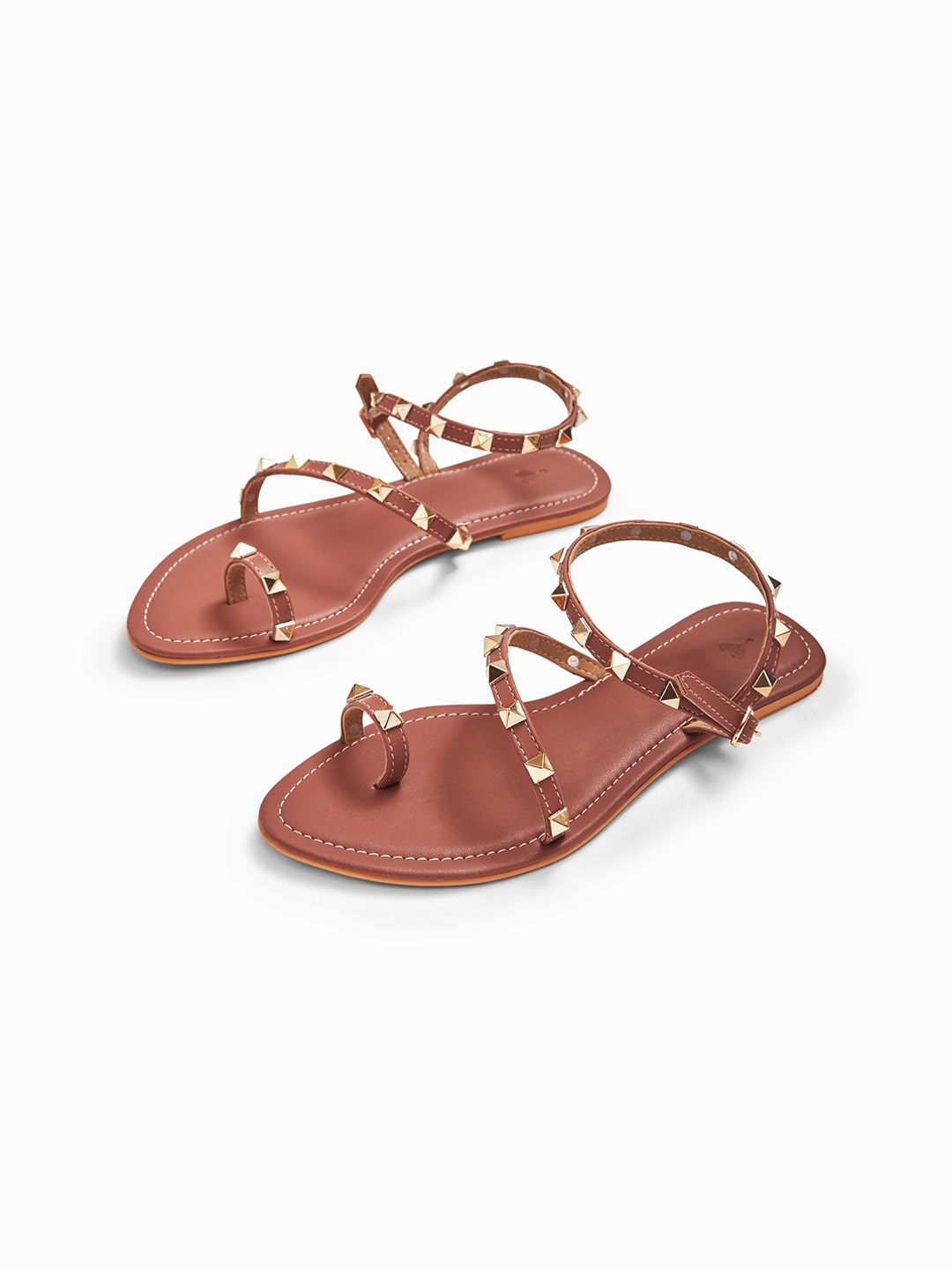 

The Label Life Women Mauve Studded Strappy One Toe Flats with Bows