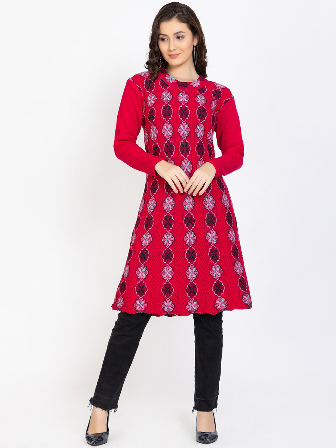 

TYSORT Woven Design Woolen Kurta, Pink