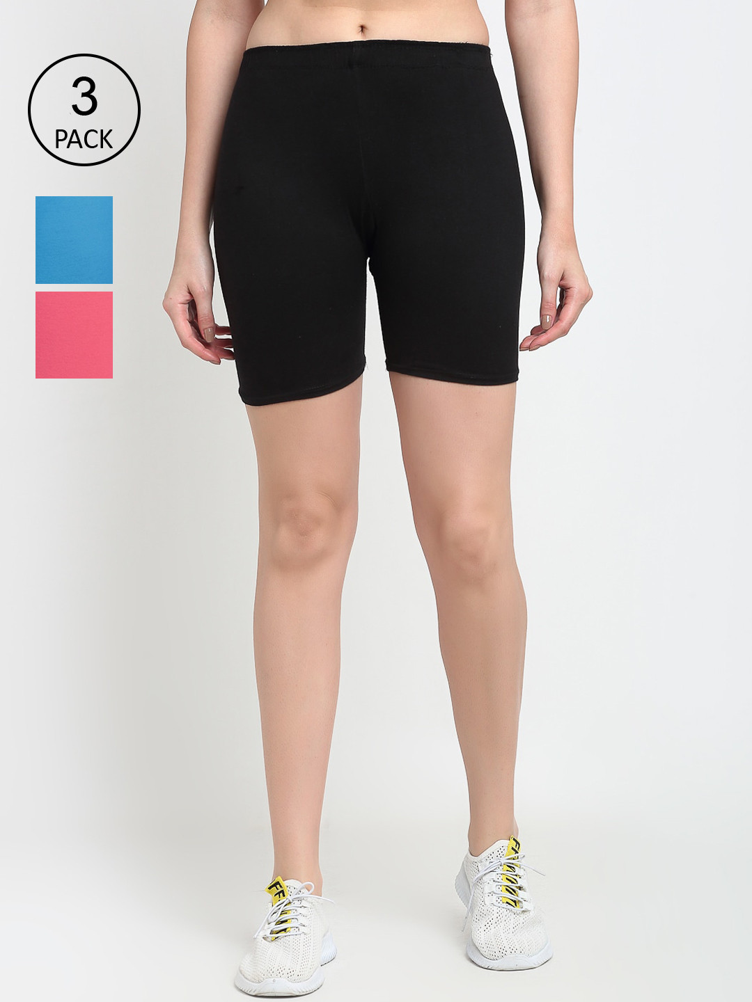 

GRACIT Women Set Of 3 Cycling Sports Shorts, Black