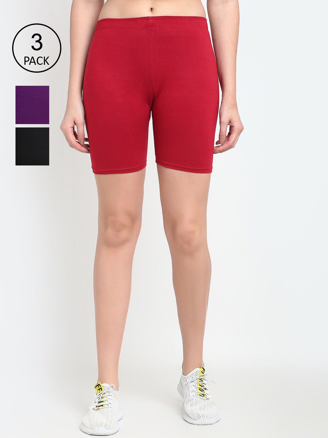 

GRACIT Women Black Cotton Set Of 3 Cycling Sports Shorts