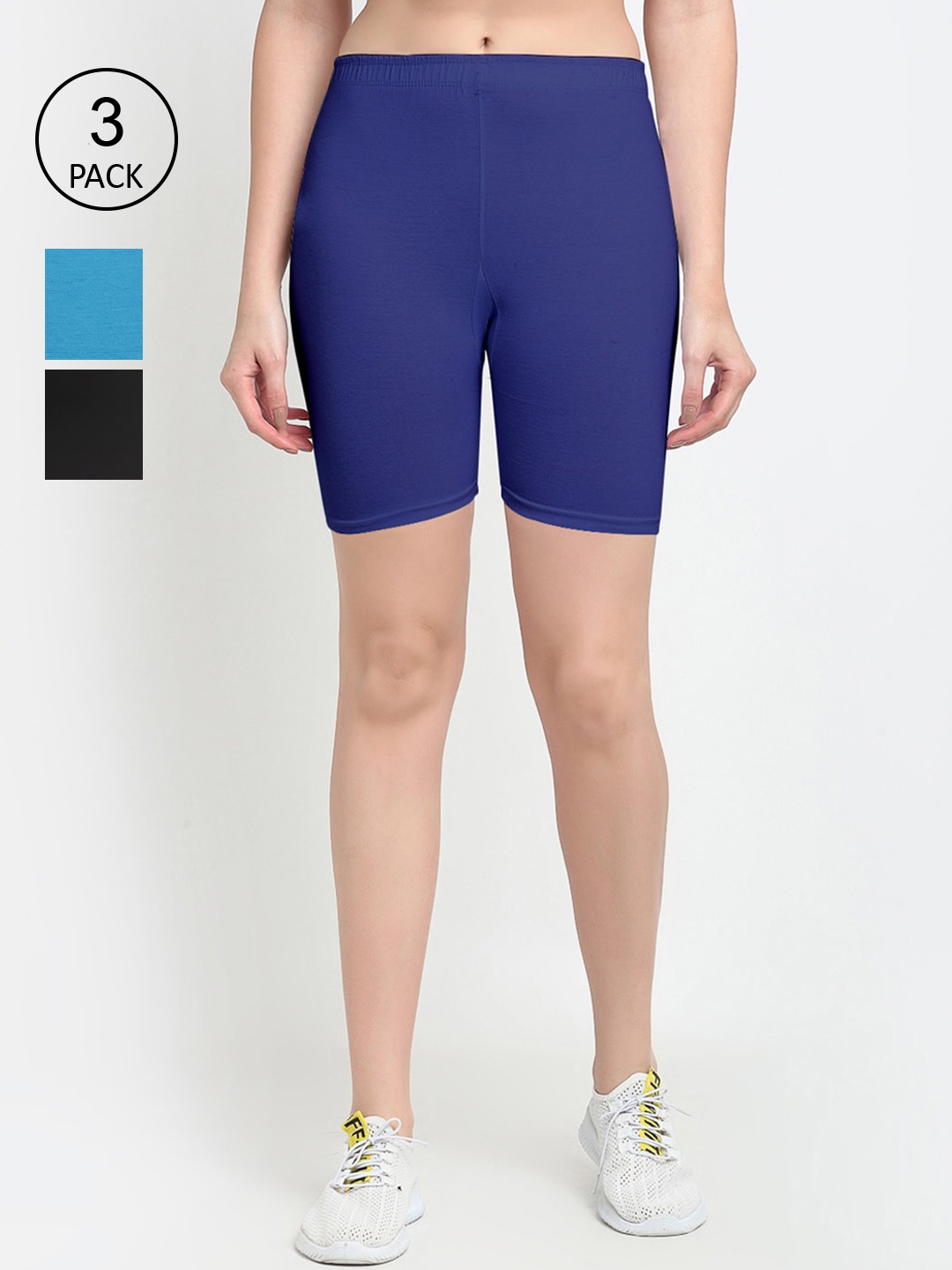 

GRACIT Women Black Cotton Set Of 3 Cycling Sports Shorts