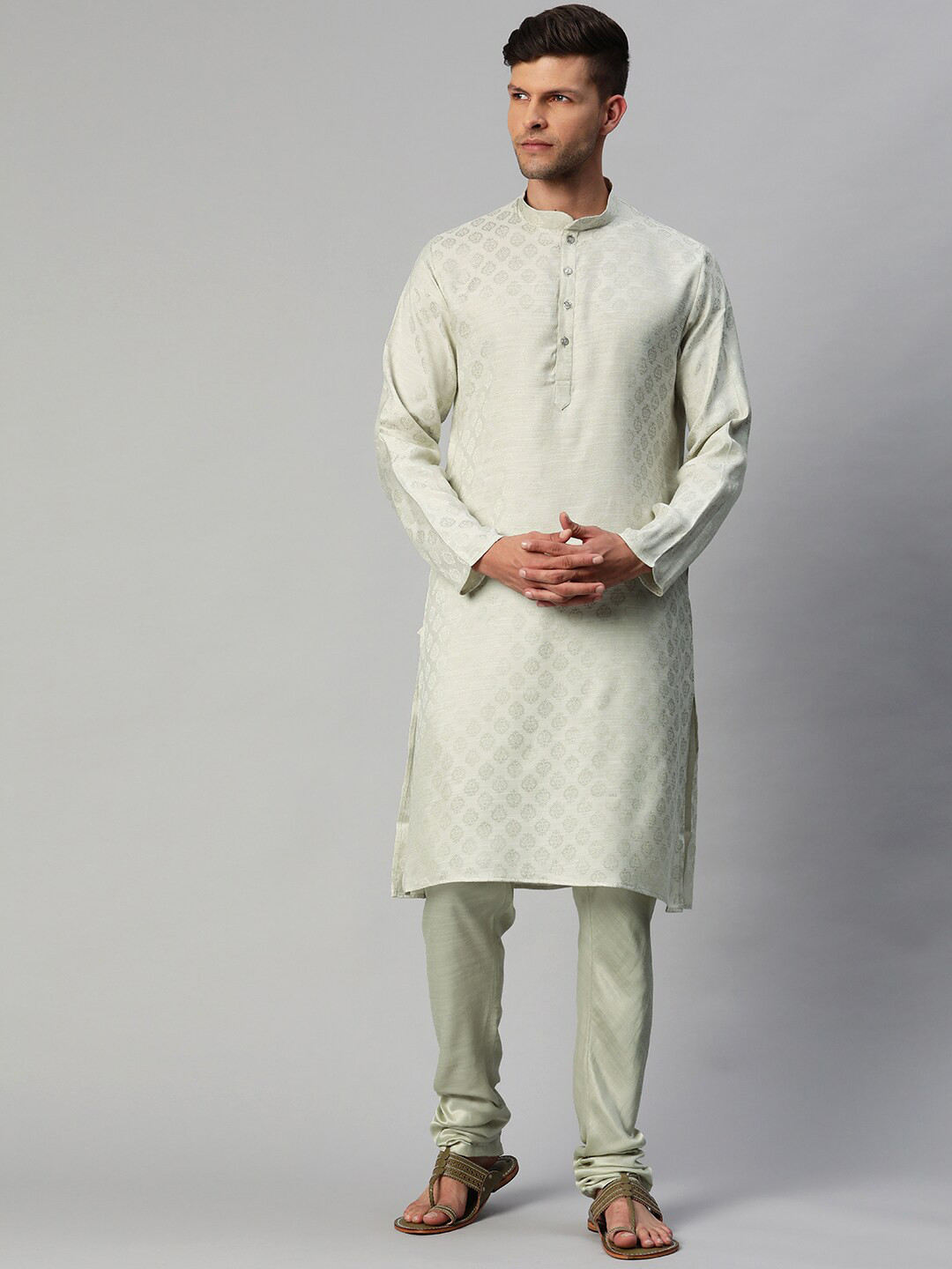 

MANQ Men Green Ethnic Motifs Kurta