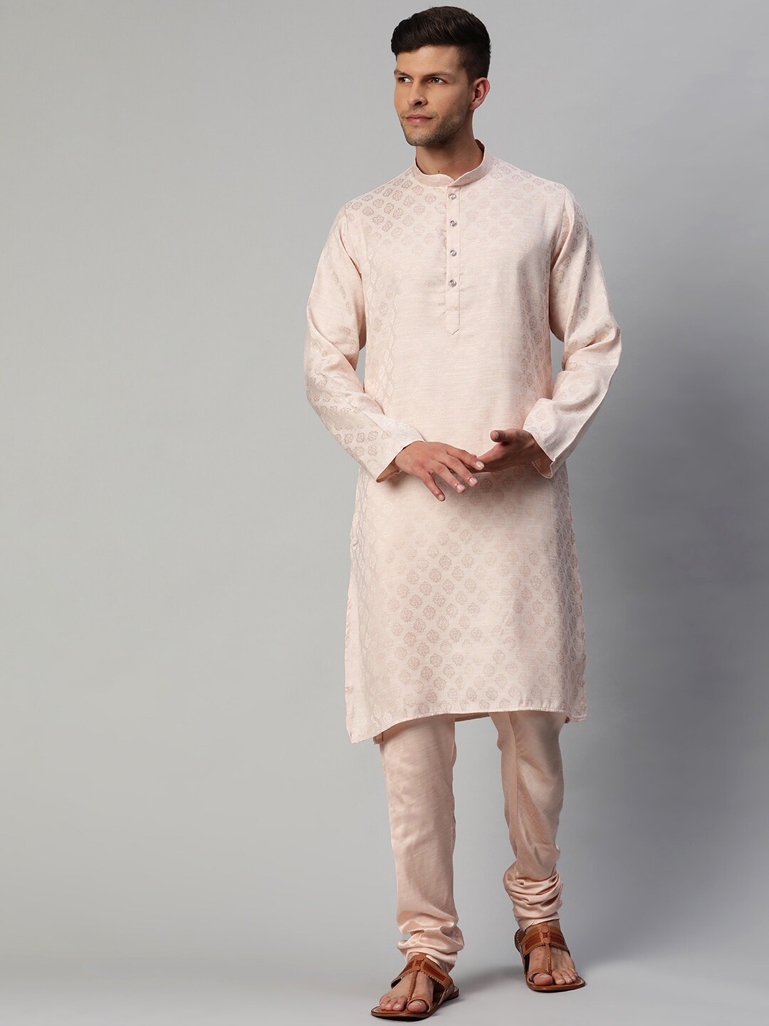 

MANQ Men Pink Ethnic Motifs Printed Straight Kurta