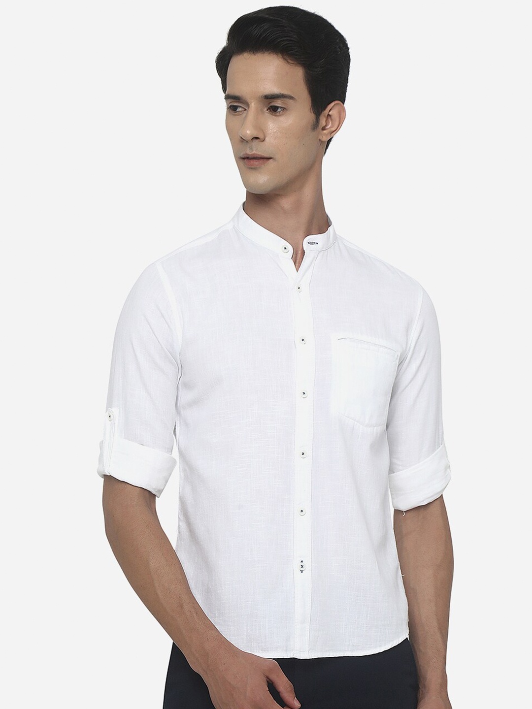 

Greenfibre Men White Slim Fit Casual Shirt