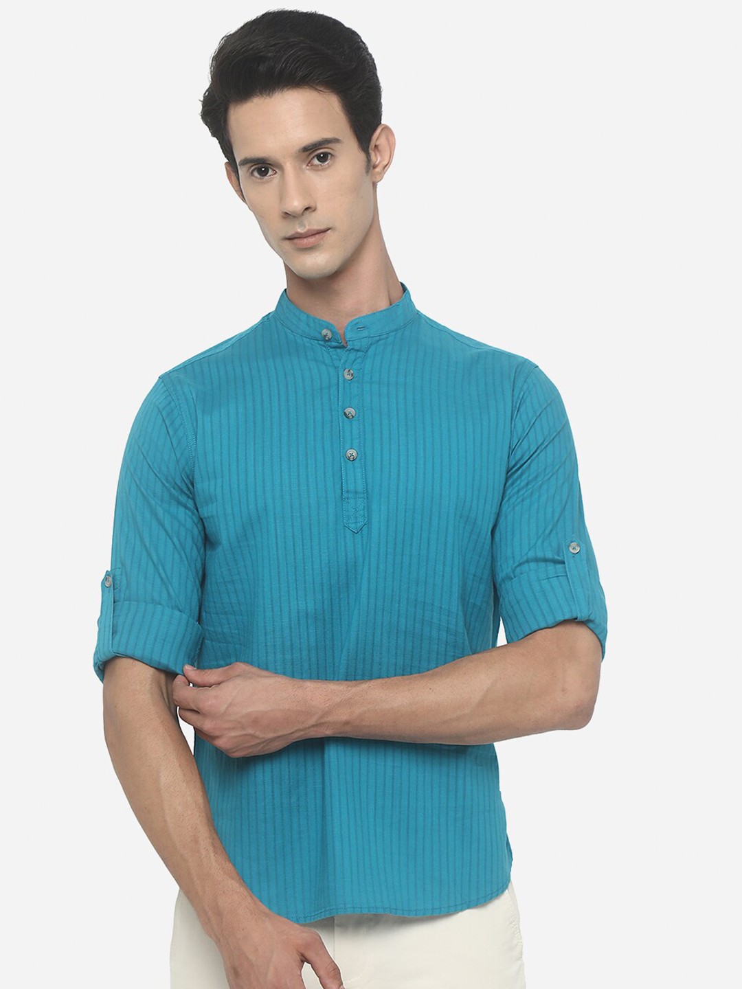 

Greenfibre Men Blue Slim Fit Striped Casual Shirt