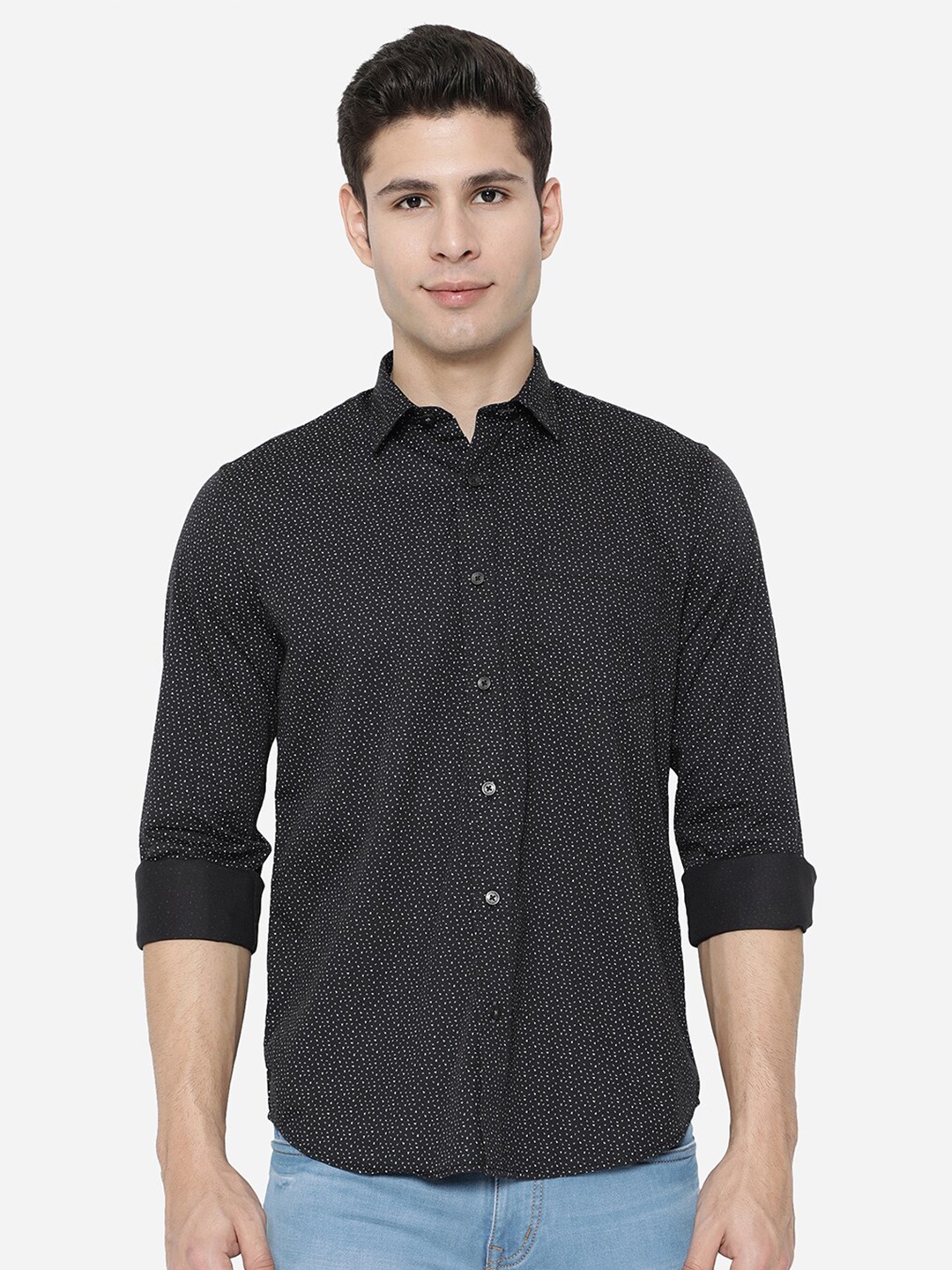

JADE BLUE Men Black Slim Fit Printed Casual Shirt