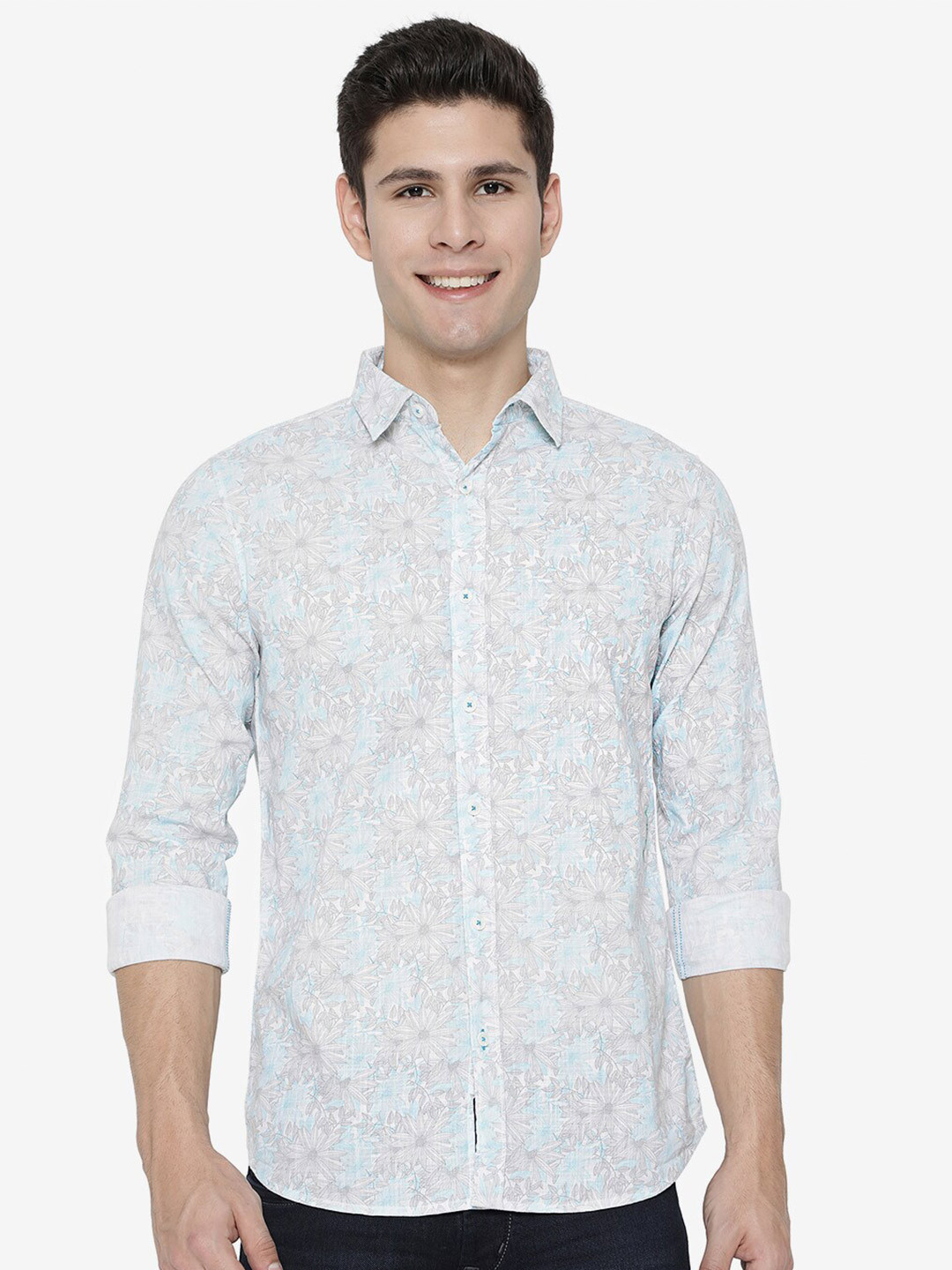 

JADE BLUE Men Blue Slim Fit Printed Cotton Casual Shirt
