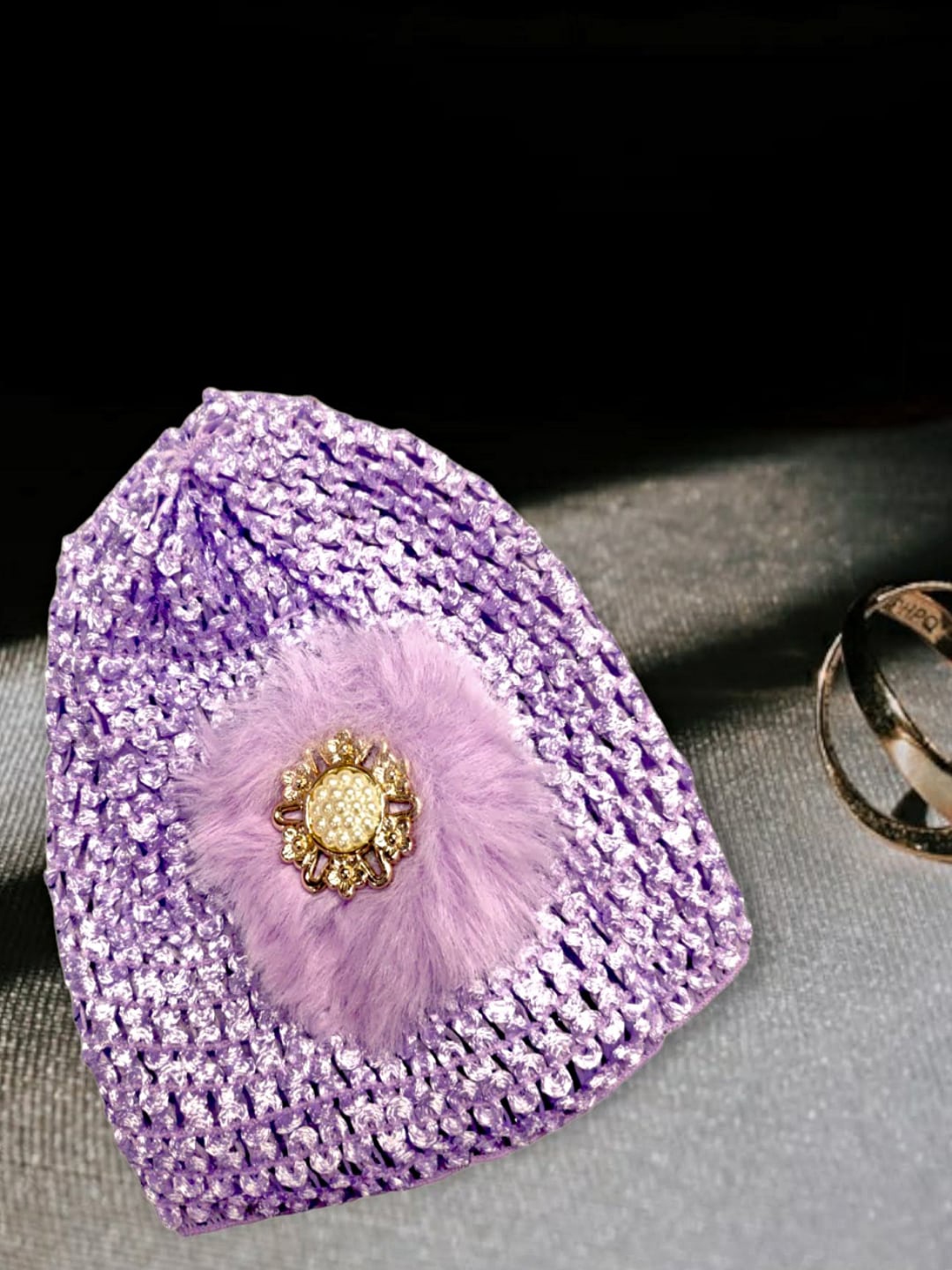 

Proplady Kids Lavender Princess Designer Floral Baby Head Cap, Purple