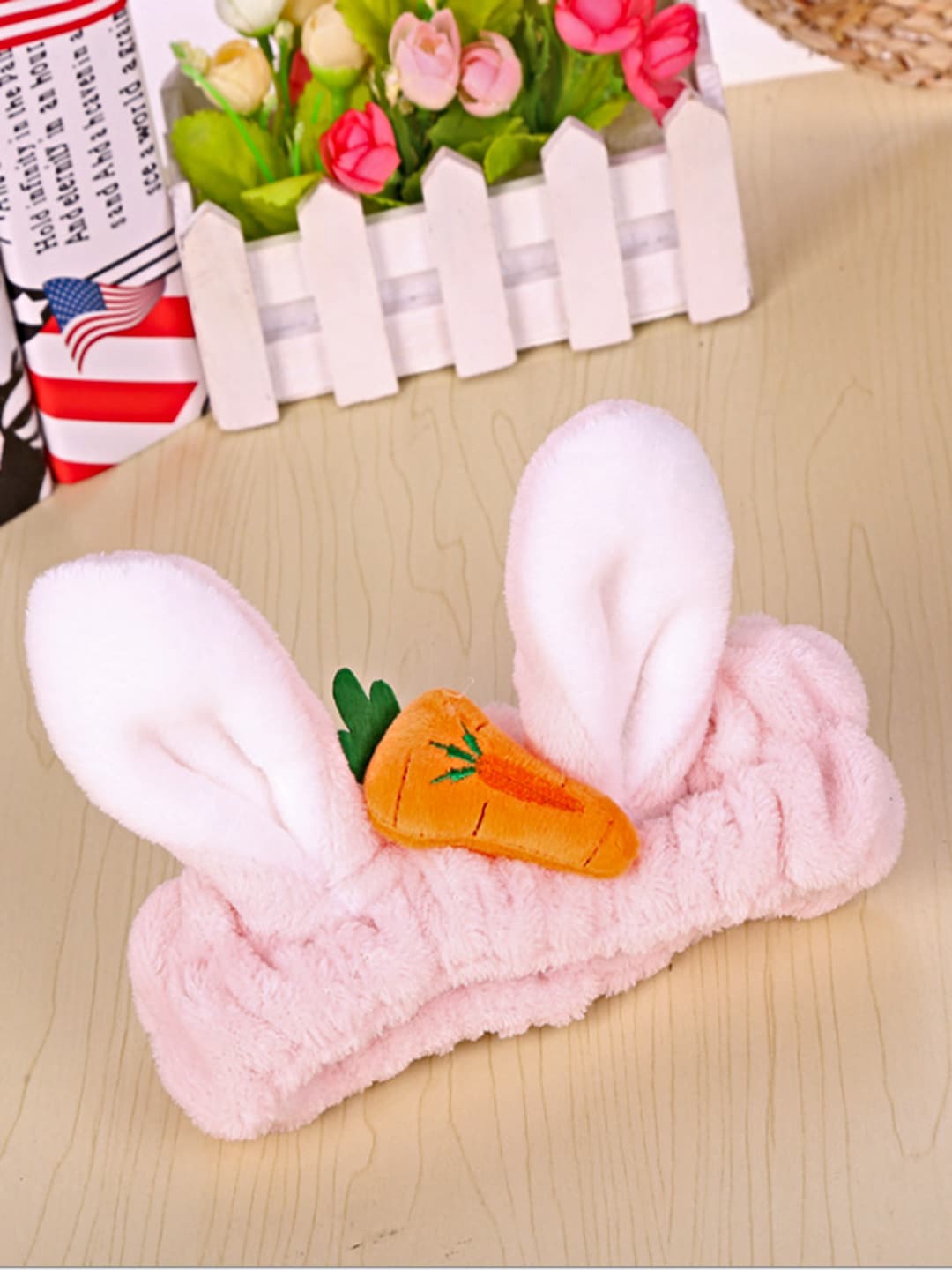 

Proplady Kids Beige Fur Bunny Ears Carrot Headband
