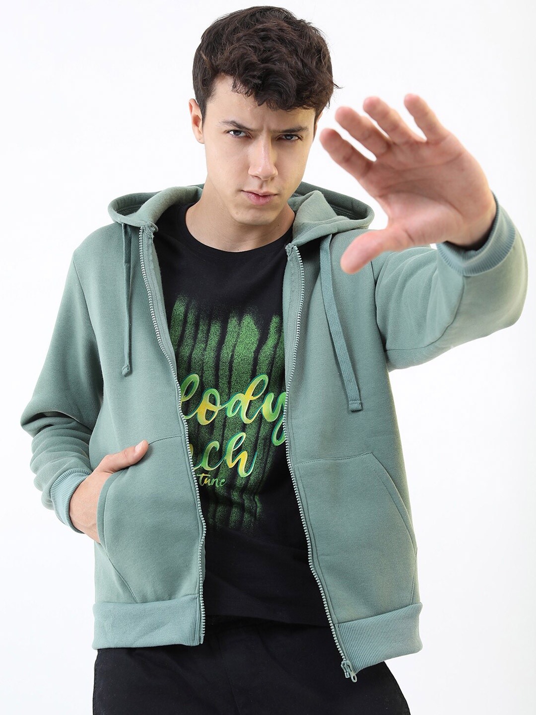 

KETCH Men Green Hooded Sweatshirt