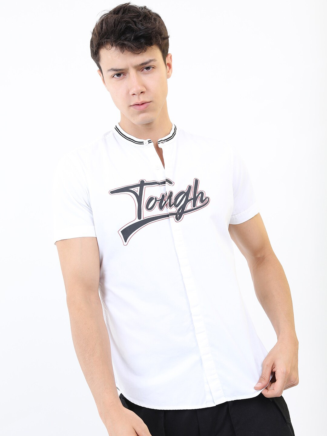 

KETCH Men White Cotton Slim Fit Printed Casual Shirt