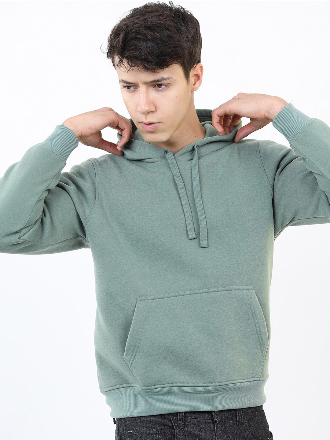 

KETCH Men Green Hooded Solid Sweatshirt