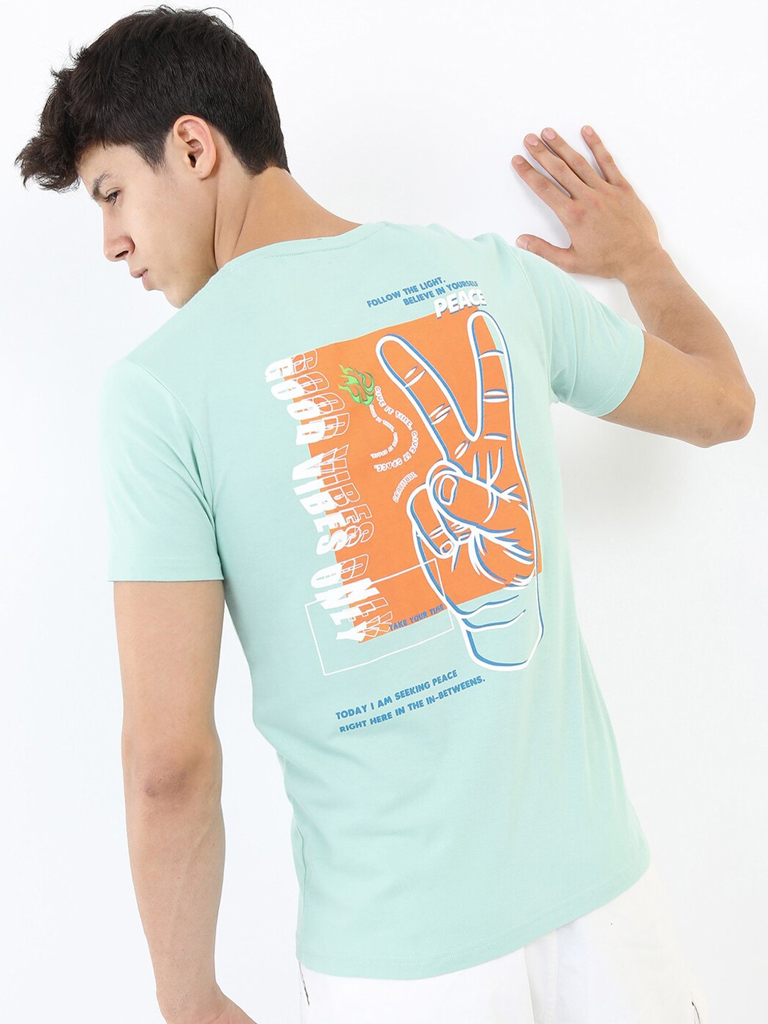 

KETCH Men Blue Printed Round Neck Slim Fit T-shirt