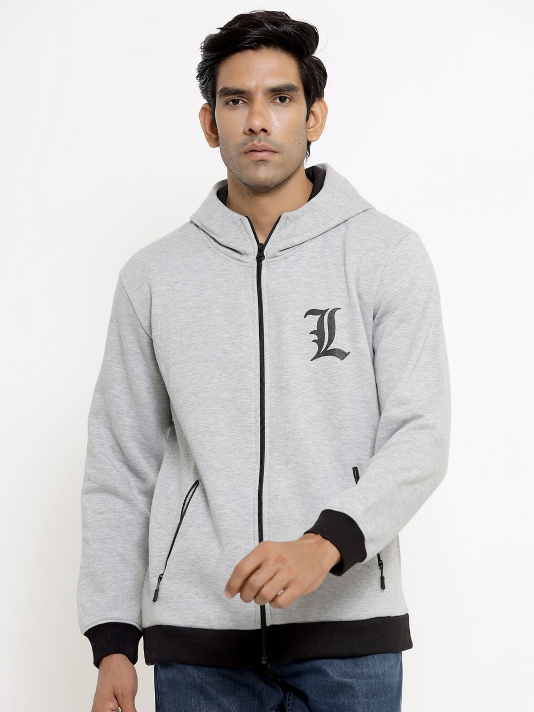 

COMICSENSE Men Anime Printed Death Note Hooded Sweatshirt, Grey