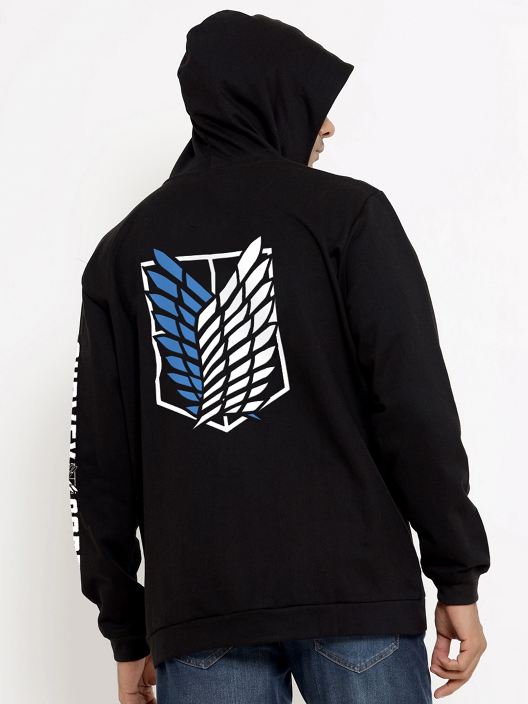 

COMICSENSE Men Anime Attack on Titan Printed Hooded Sweatshirt, Black
