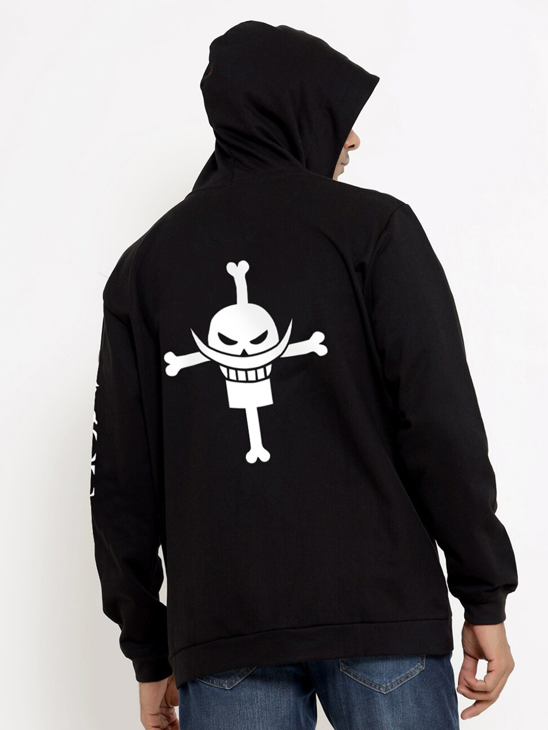 

COMICSENSE Men Anime One Piece Printed Hooded Sweatshirt, Black