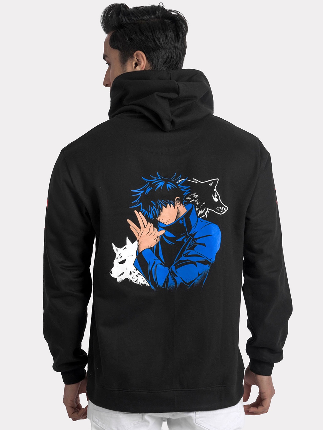 

COMICSENSE Men Anime Jujutsu Kaisen Printed Hooded Sweatshirt, Black