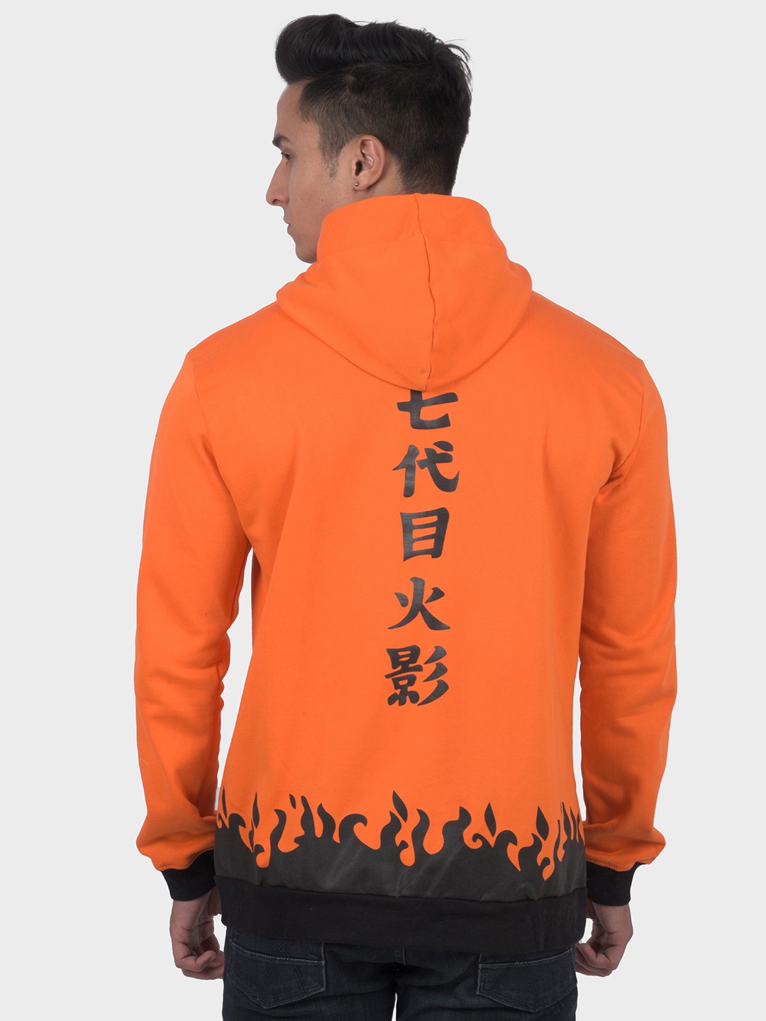 

COMICSENSE Men Anime Naruto Hokage Printed Hooded Sweatshirt, Orange