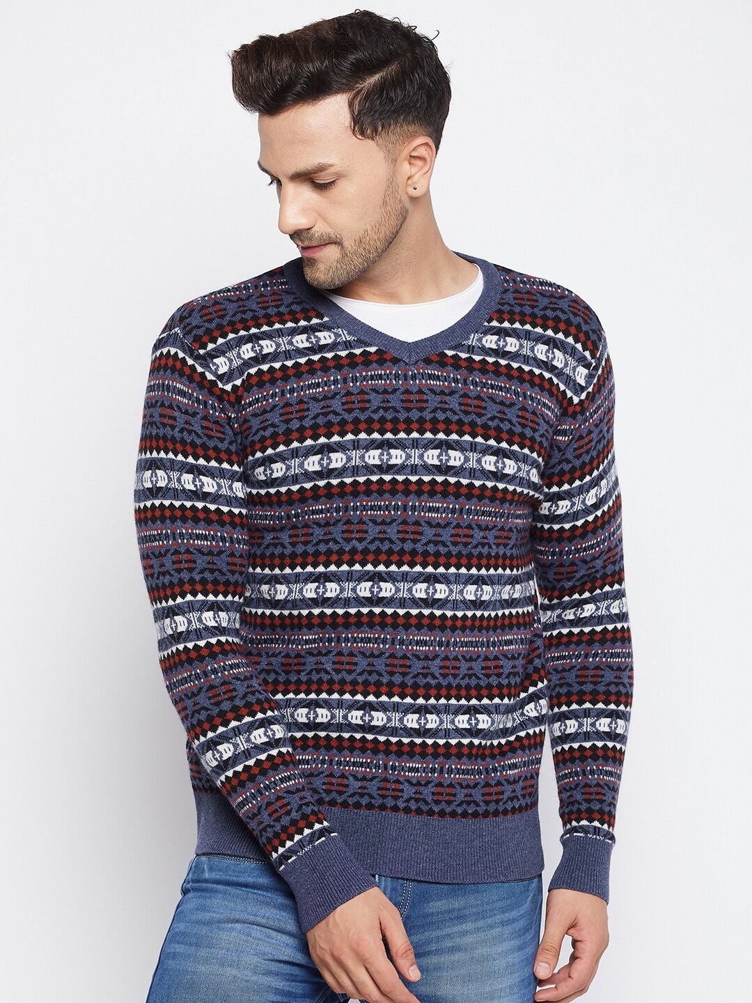 

Octave Men Blue & White Pullover