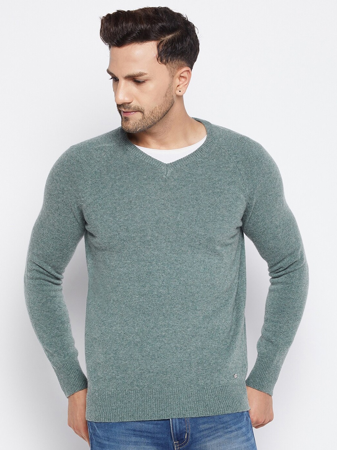 

Octave Men Green Solid Pullover