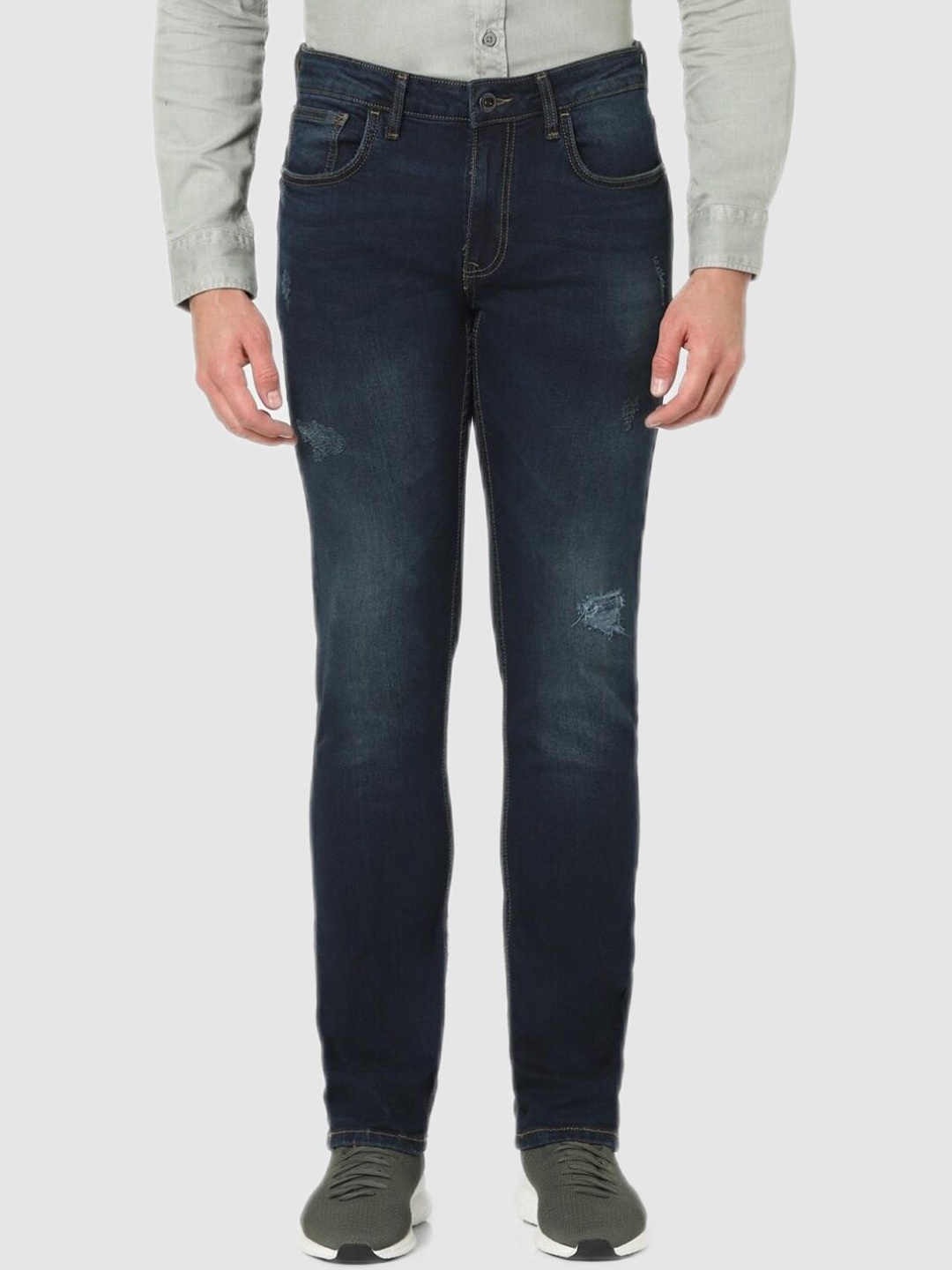 

Celio Men Navy Blue Jean Slim Fit Low Distress Light Fade Jeans