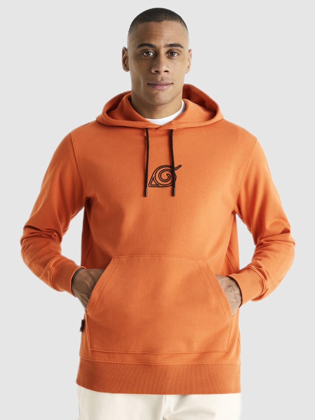 

Celio Men Orange Naruto Printed Hooded Sweatshirt