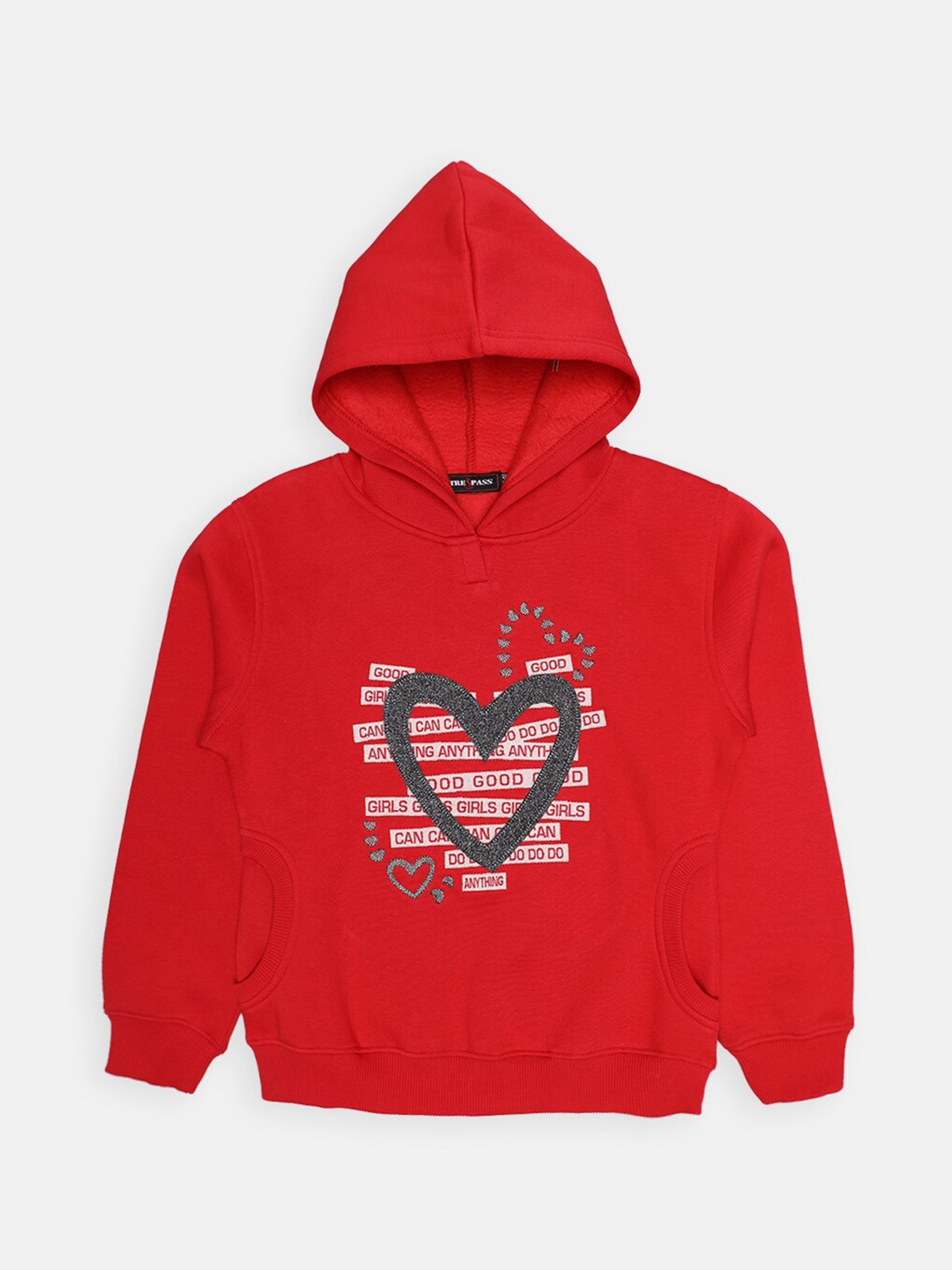 

TRE&PASS Girls Self-Design Winter Sweatshirt, Red