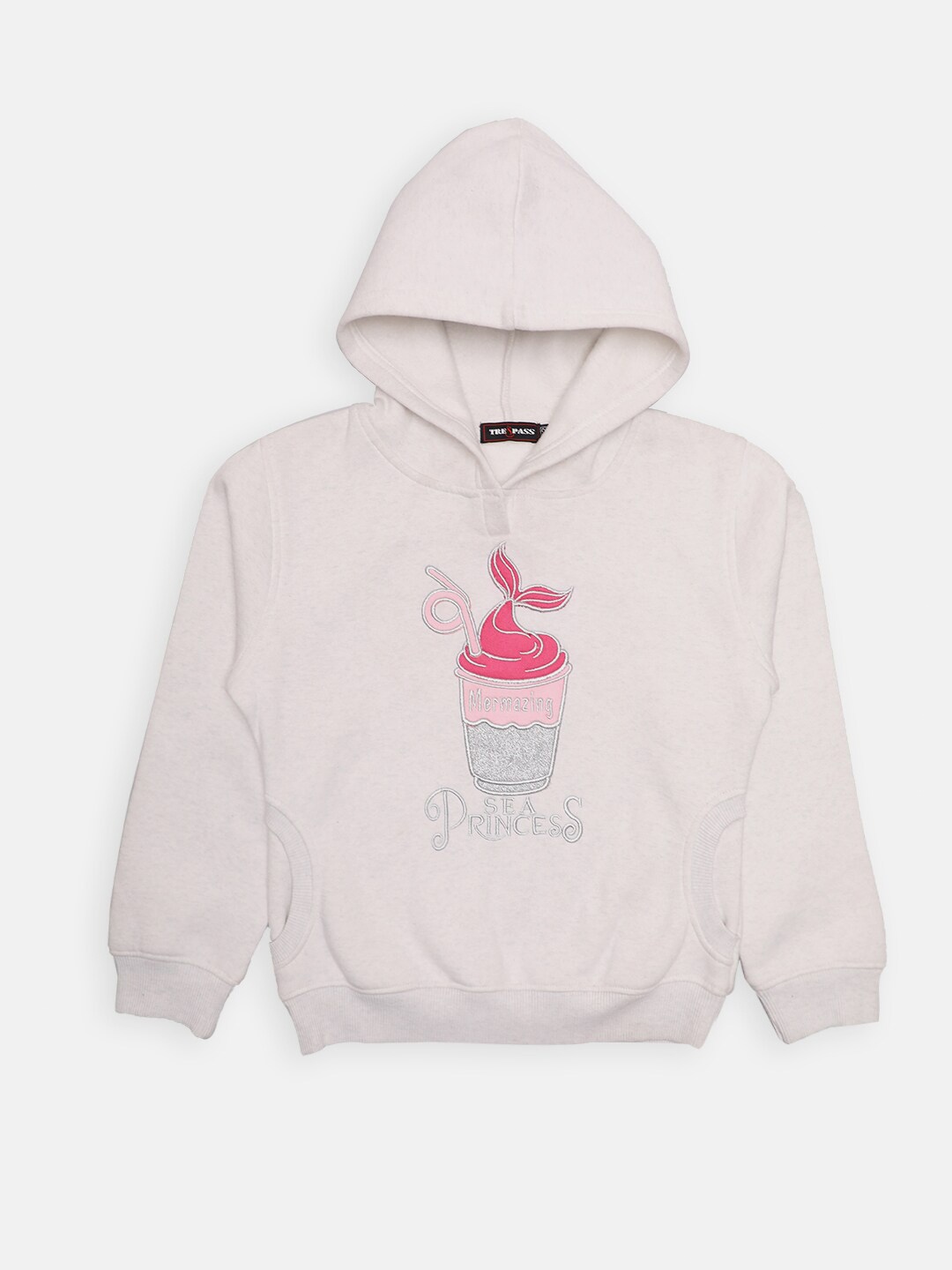 

TRE&PASS Girls White Winter Self-Design Sweatshirt