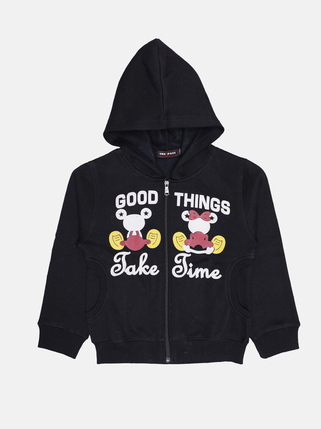 

TRE&PASS Girls Black Winter Cartoon Print Sweatshirt