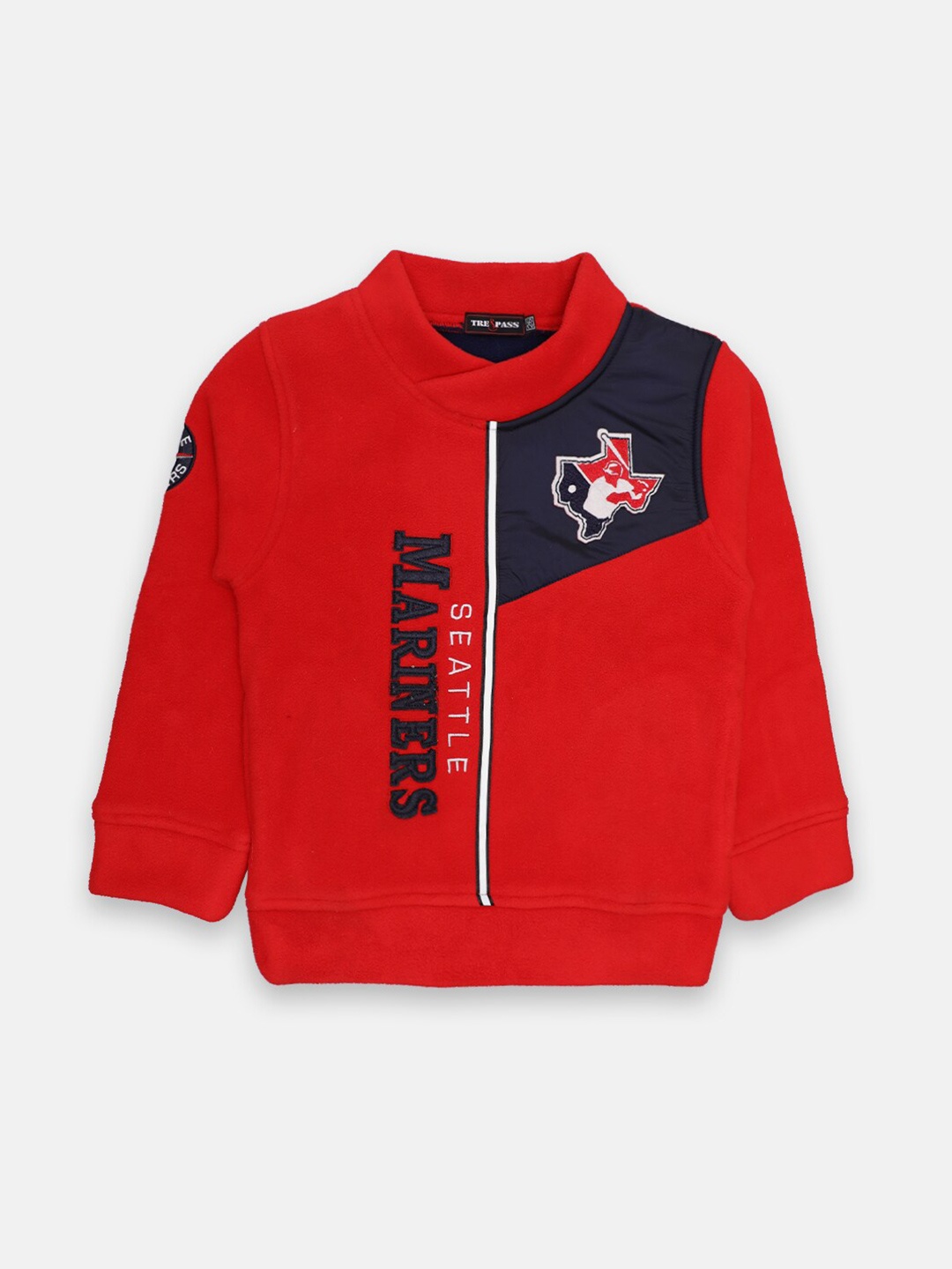 

TREPASS Boys Red Self Design Sweatshirt